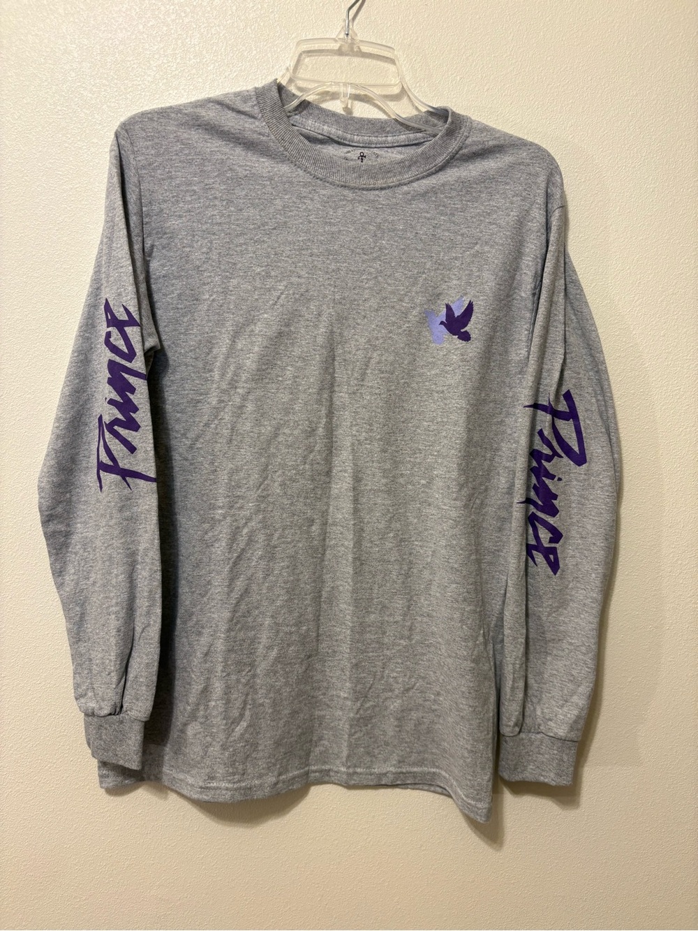 Prince Gray Long-Sleeve Tee with Purple Sleeve Graphics